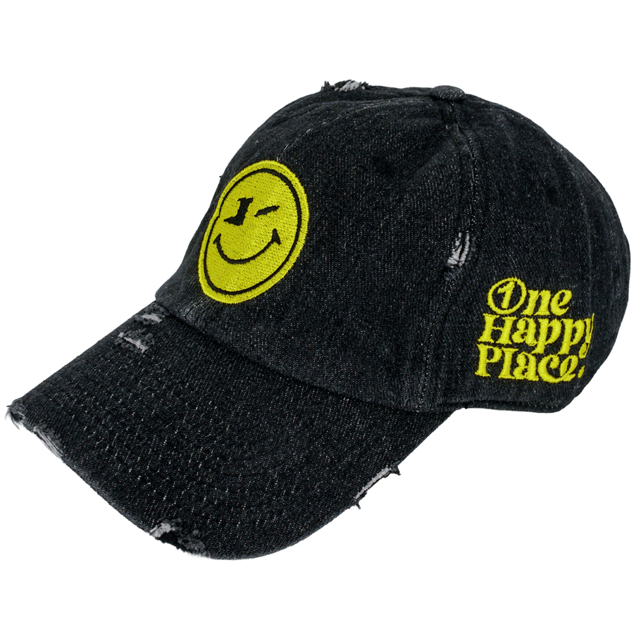 One Happy Place Black Denim Vintage Hat