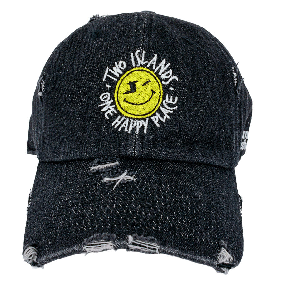 One Happy Place "Pitchlake" Black Denim Motto Hat
