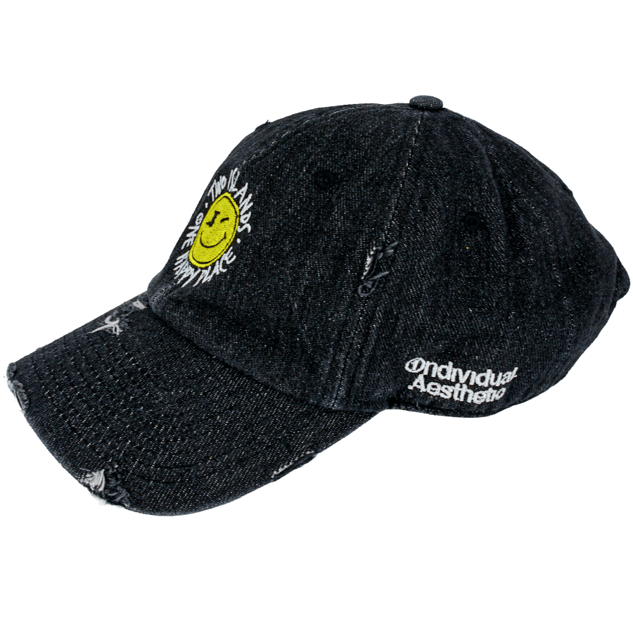 One Happy Place "Pitchlake" Black Denim Motto Hat