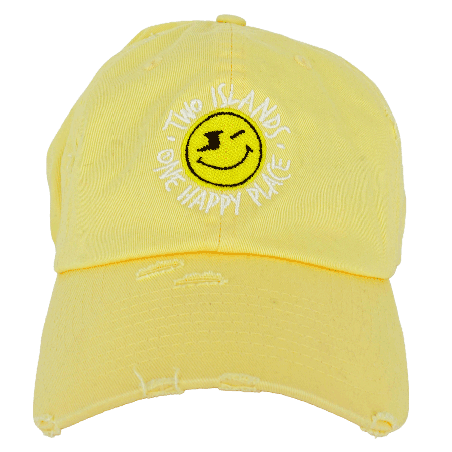 One Happy Place "Yellow Poui" Motto Light Yellow Vintage Hat