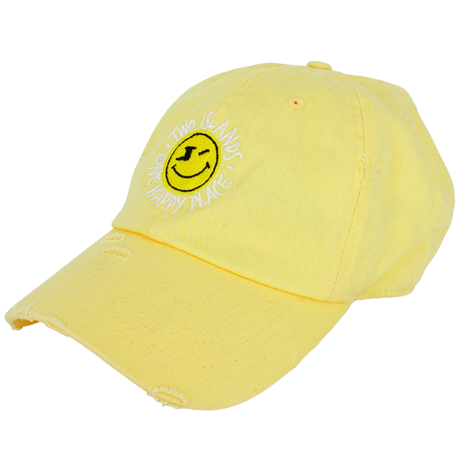 One Happy Place "Yellow Poui" Motto Light Yellow Vintage Hat