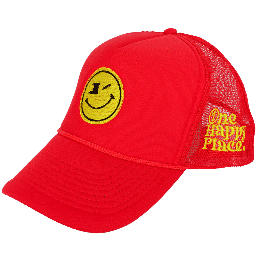 One Happy Place "Scarlet Ibis" Red Trucker Hat